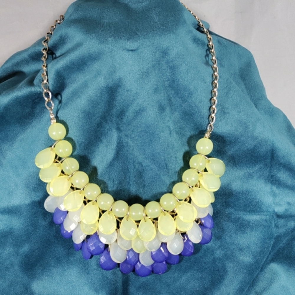 Yellow and Purple Layered Bib Necklace